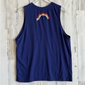 Fabeletics Athletic Tank Top Size M Blue With A Rainbow On Back EUC